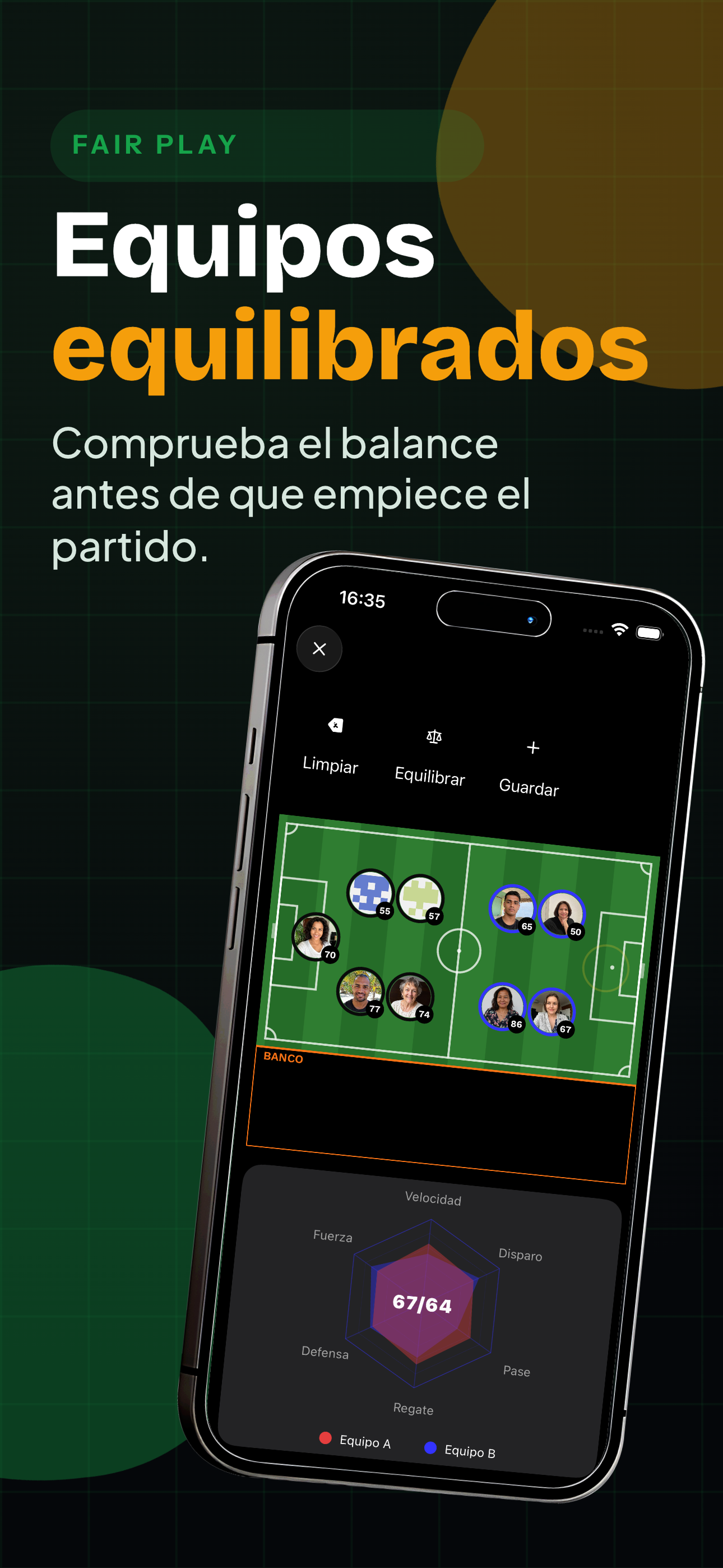Equipos equilibrados para un partido justo