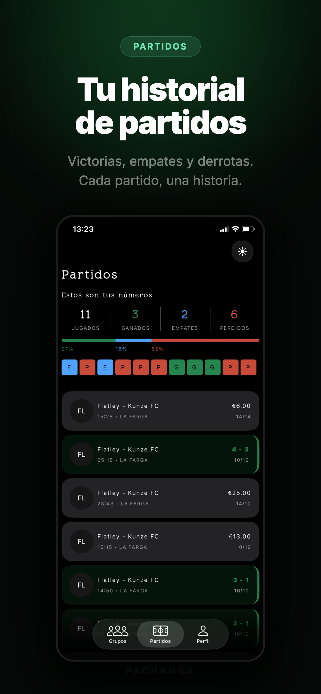 Matches list screen