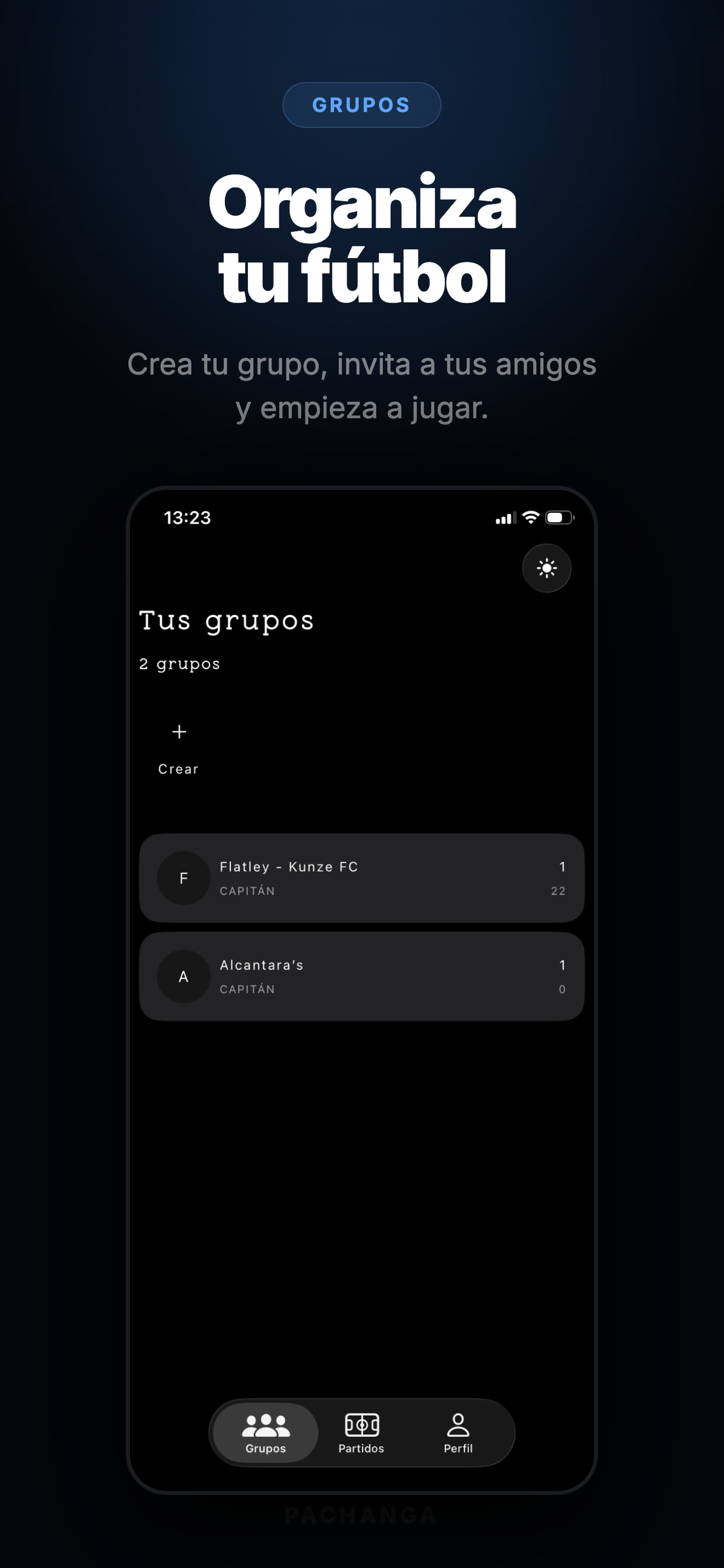 Groups screen